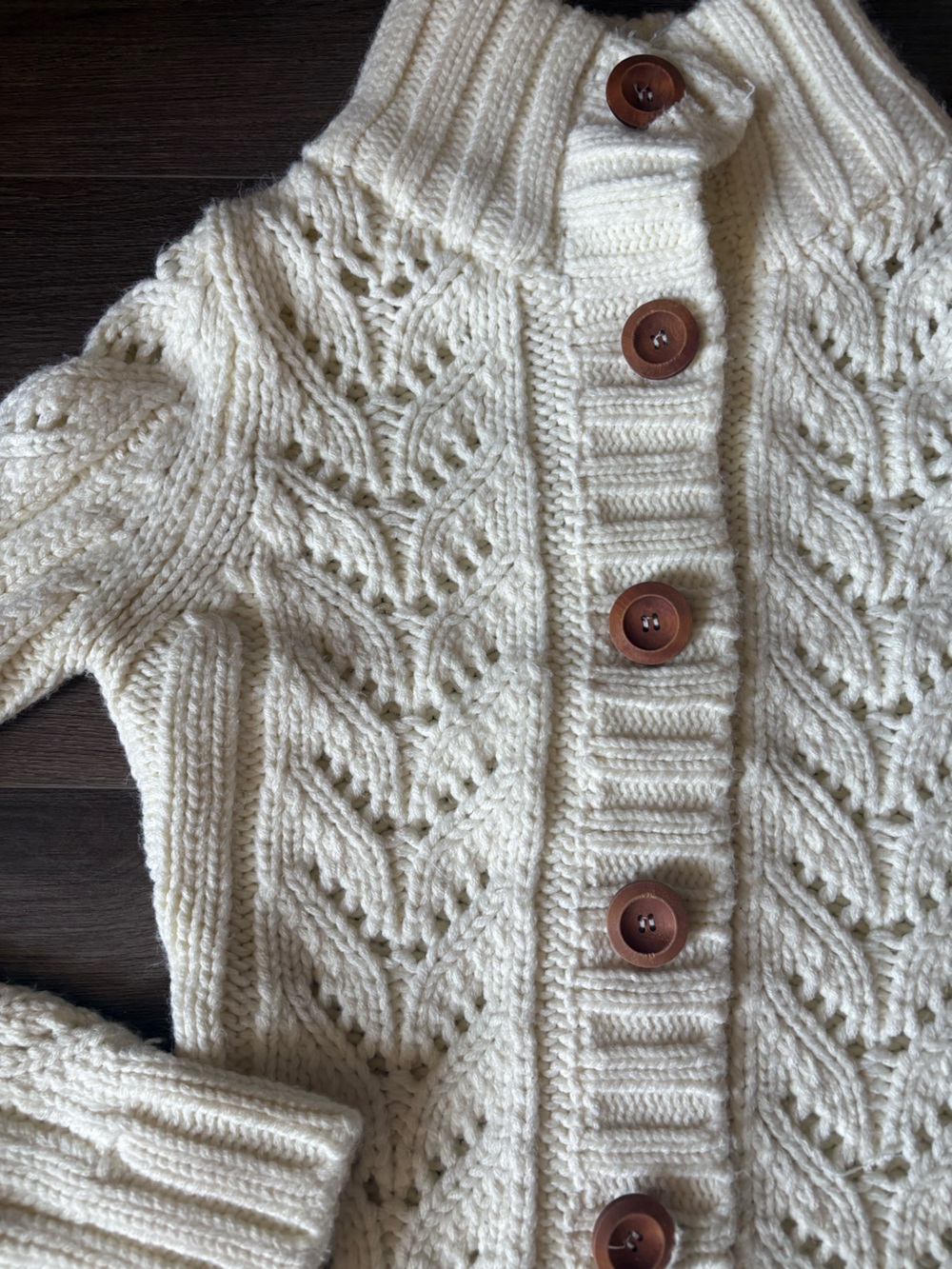 White Cable-Knit Button Cardigan - Picture 4 of 5